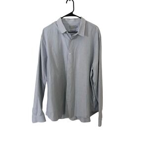 Vince Men's Classic Fit Blue Striped Cotton Button Down Dress Shirt XL Office